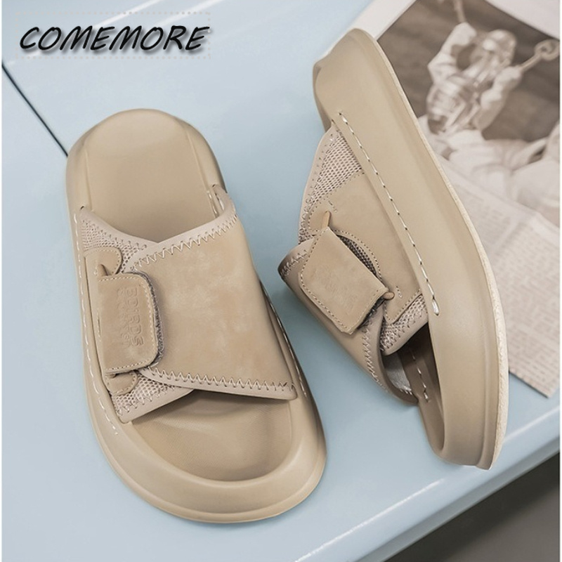 Men Shoes Velcro - Comemore Pantuflas de suela gruesa para