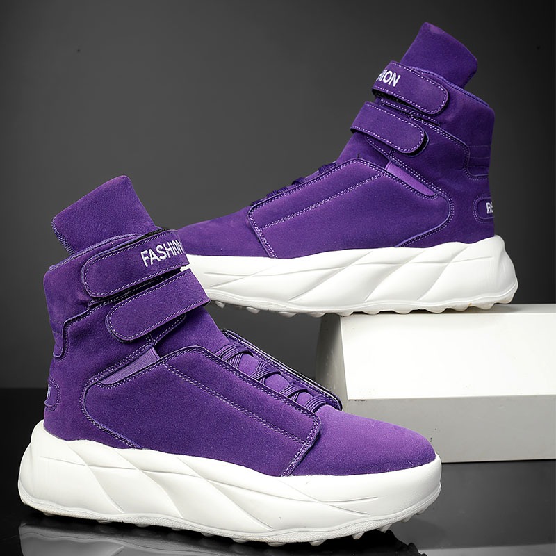 Men Shoes Velcro - Zapatillas Deportivas Moradas de Caña Alta