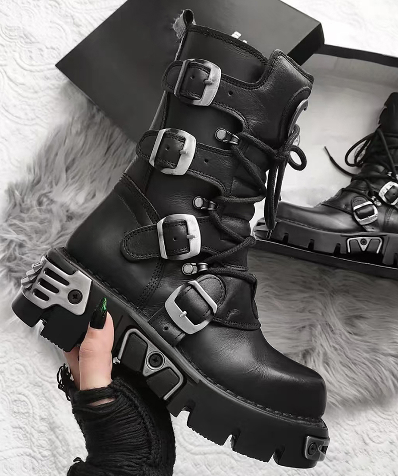 Botas altas de moto góticas pu - Men Shoes Designer reseña y precio